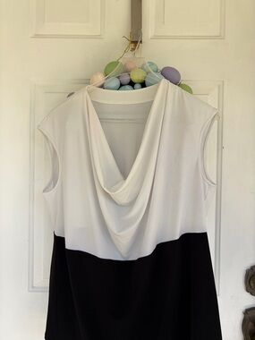 Two-Tone Draped Cowl Neck Camisole - White and Black